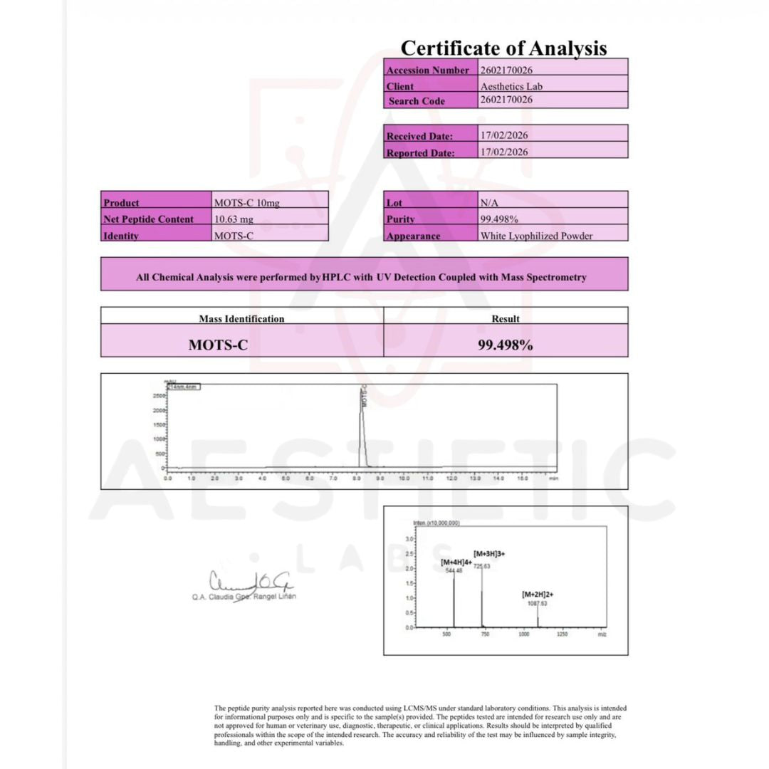 Peptido Mots-C 10 mg Aesthetic Labs 99% Pureza
