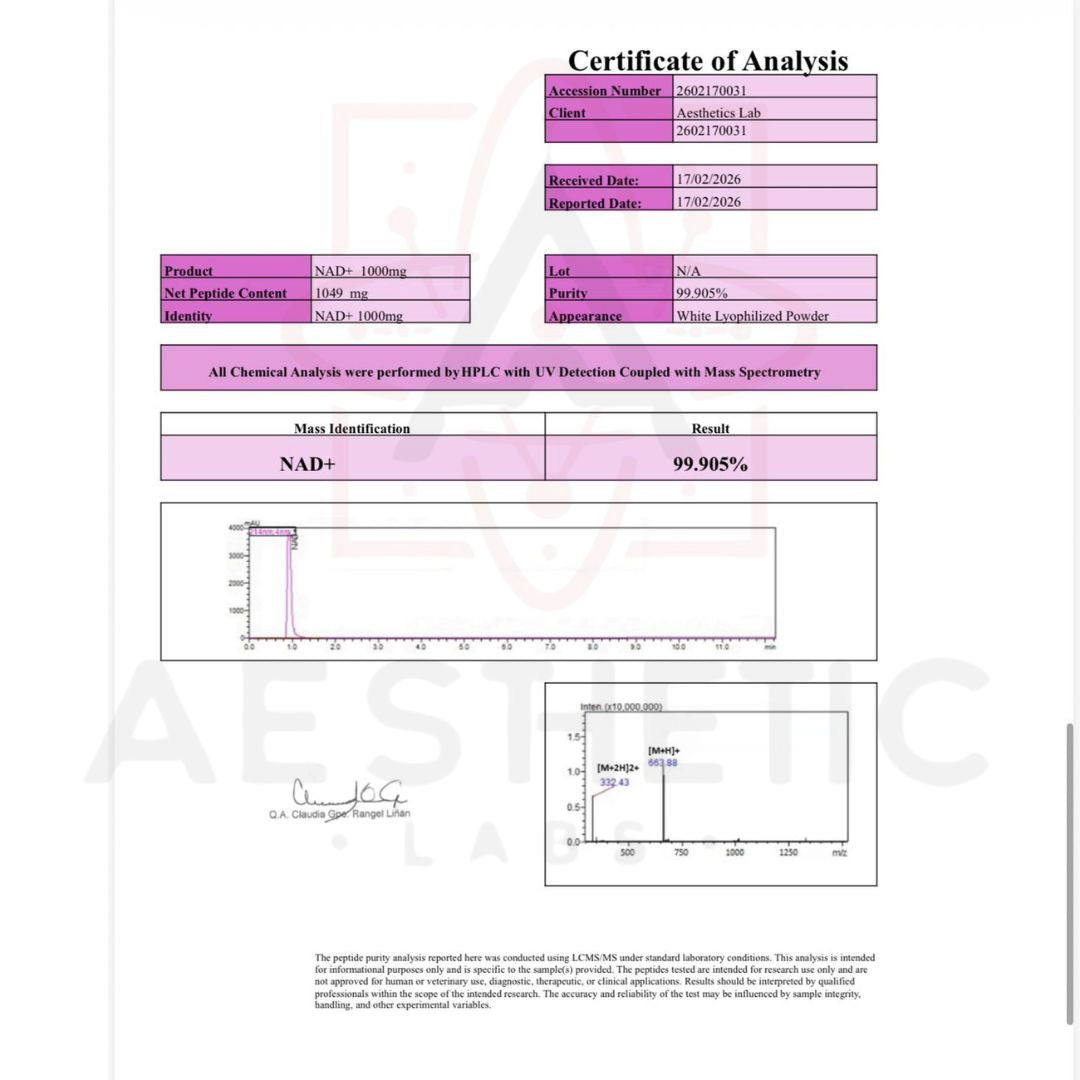 Peptido Nad+ 1000mg Aesthetic Labs 99% Pureza