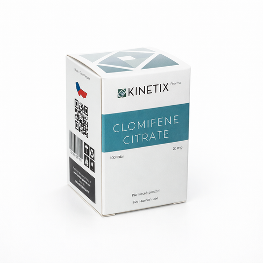 Clomifeno Kinetix Pharma 20 mg 100 tabletas, el mejor recuperador post-ciclo (PCT) europeo para mantener el músculo en Mamados México.