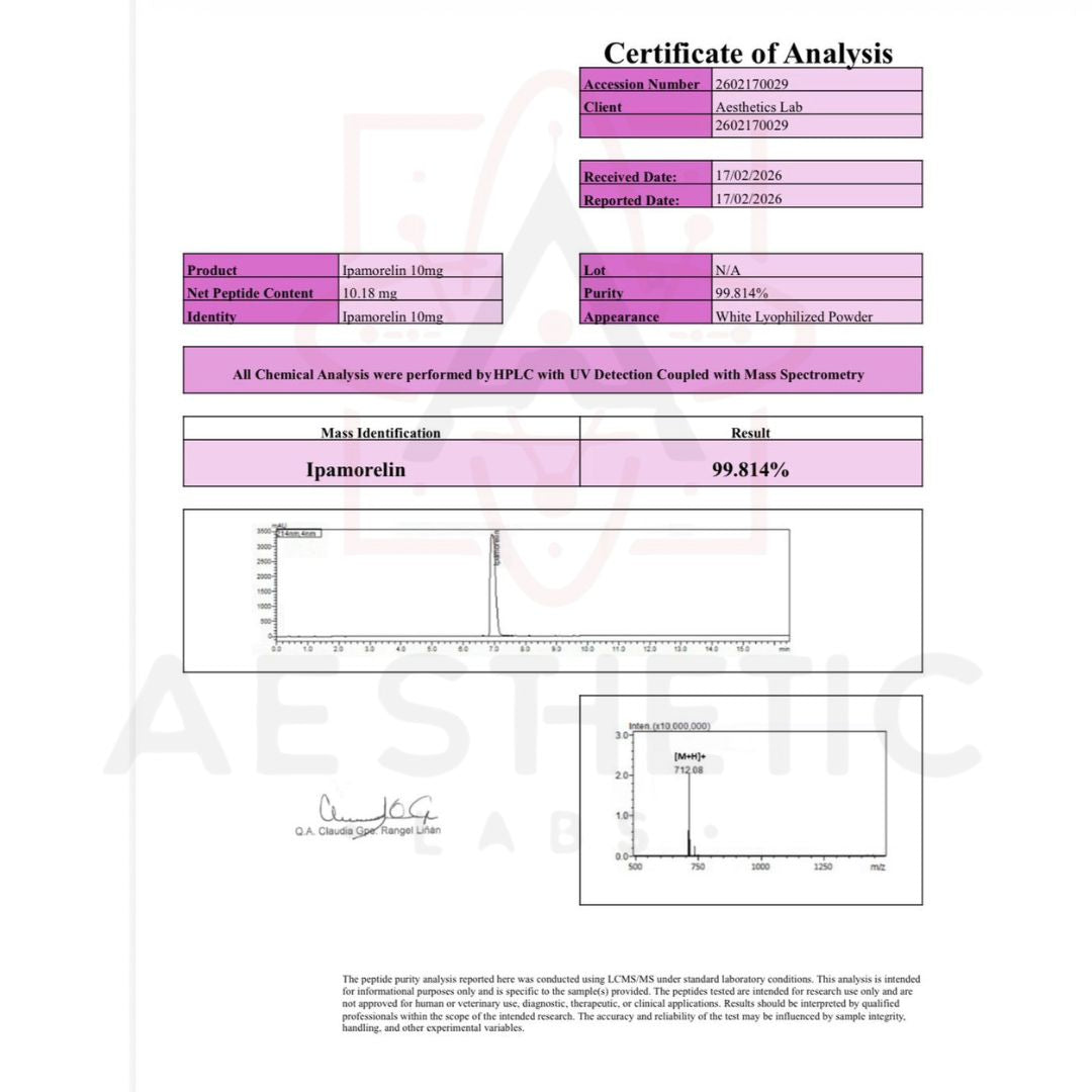 Peptido Ipamorelin 10 mg Aesthetic Labs 99% Pureza