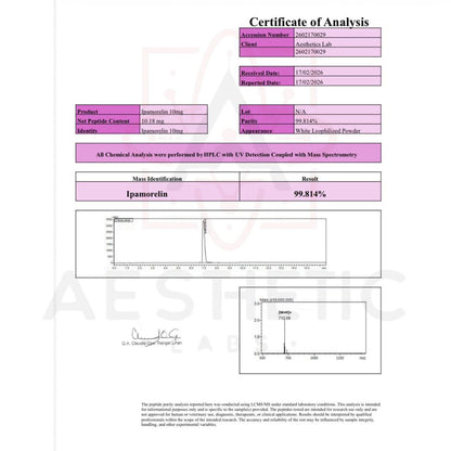 Peptido Ipamorelin 10 mg Aesthetic Labs 99% Pureza
