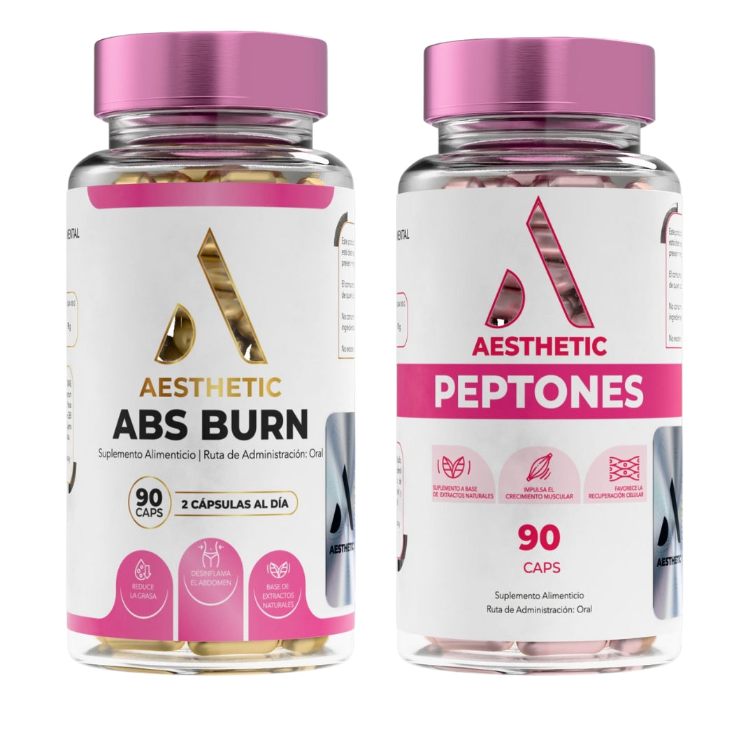 Kit Aesthetic Body: Suplementos para quemar grasa y tonificar glúteos. Abs Burn y Peptones para firmeza y definición muscular. Envío gratis en México.
