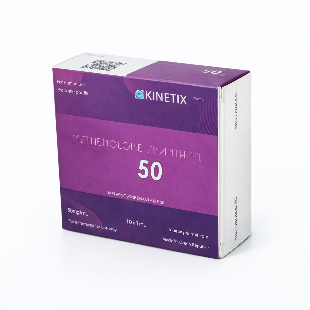 Primobolan (Metenolona Enantato) Kinetix Pharma 50 mg con 10 ampollas de 1 ml, el mejor primobolan europeo para masa magra y ciclos femeninos en Mamados México.