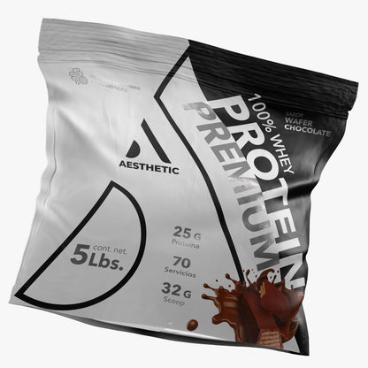 Aesthetic 100% Whey Premium Wafer Chocolate Con Probioticos y Enzimas Digestivas 70 Servicios