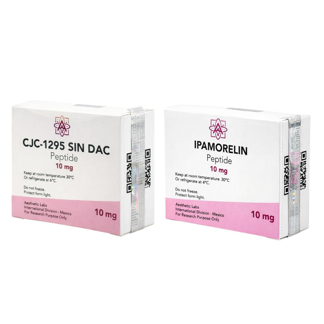 Peptidos CJC-1295 sin DAC + Ipamorelin Aesthetic Labs 99% pureza comprar en México para masa muscular y hormona de crecimiento natural