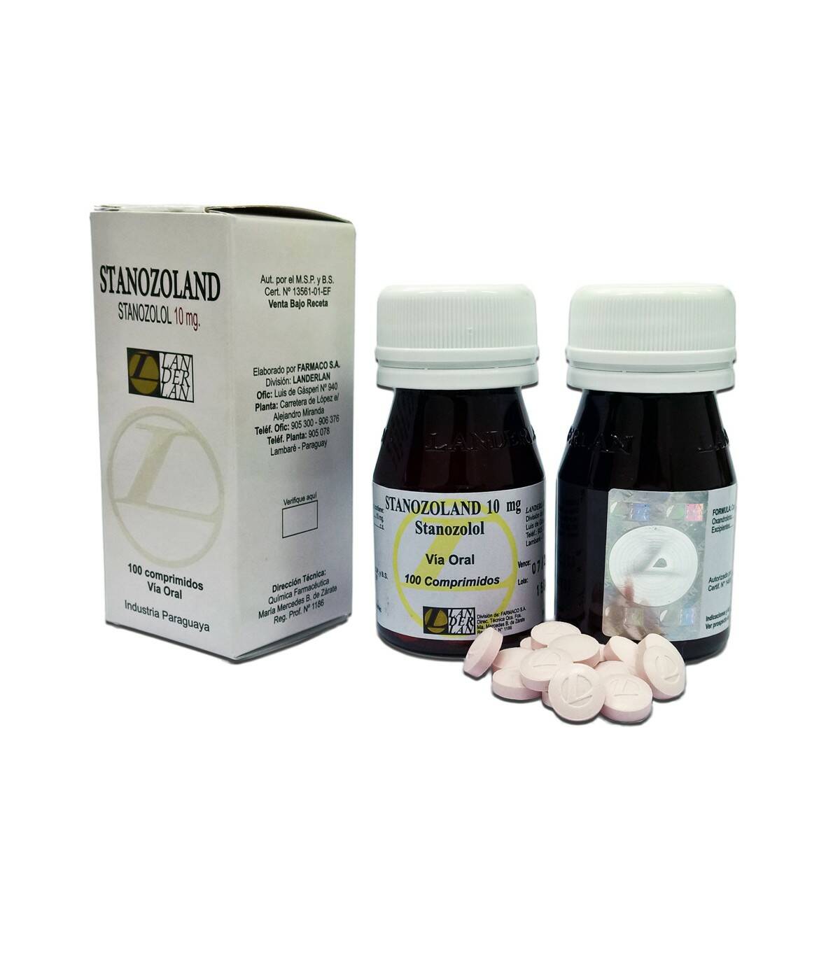 Stanozoland 10 mg Landerlan original para marcar músculos, secar y mejorar tu físico en definición. Frasco con 100 tabletas en MamadosMéxico.com